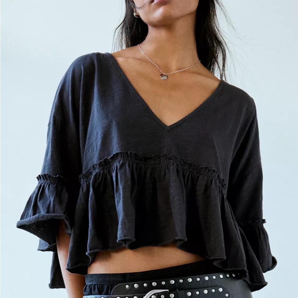 UO Brooke Ruffle Babydoll Blouse
